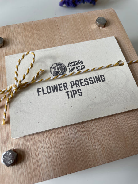 Small Wooden Flower Press - with hand printed lino cut design