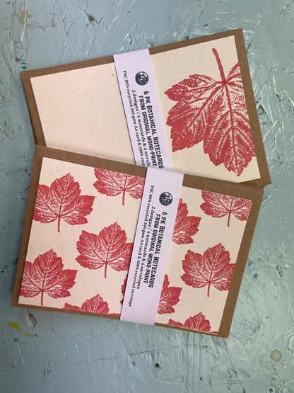 Great Maple notecards, notelets, mono print design postcards, A6 cards with envelopes