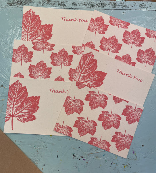 Great Maple notecards, notelets, mono print design postcards, A6 cards with envelopes