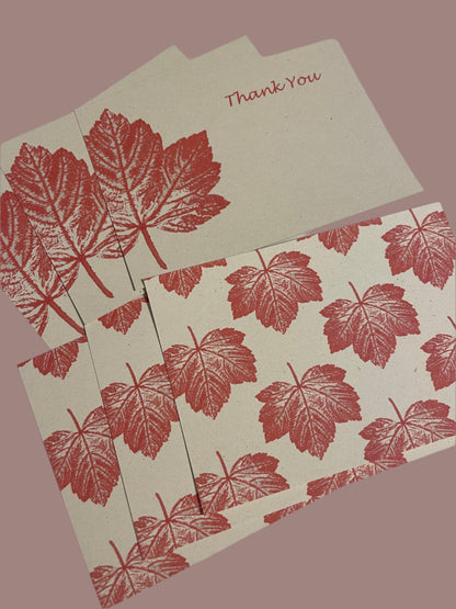 Great Maple notecards, notelets, mono print design postcards, A6 cards with envelopes