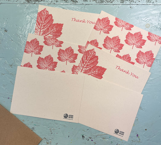 Great Maple notecards, notelets, mono print design postcards, A6 cards with envelopes