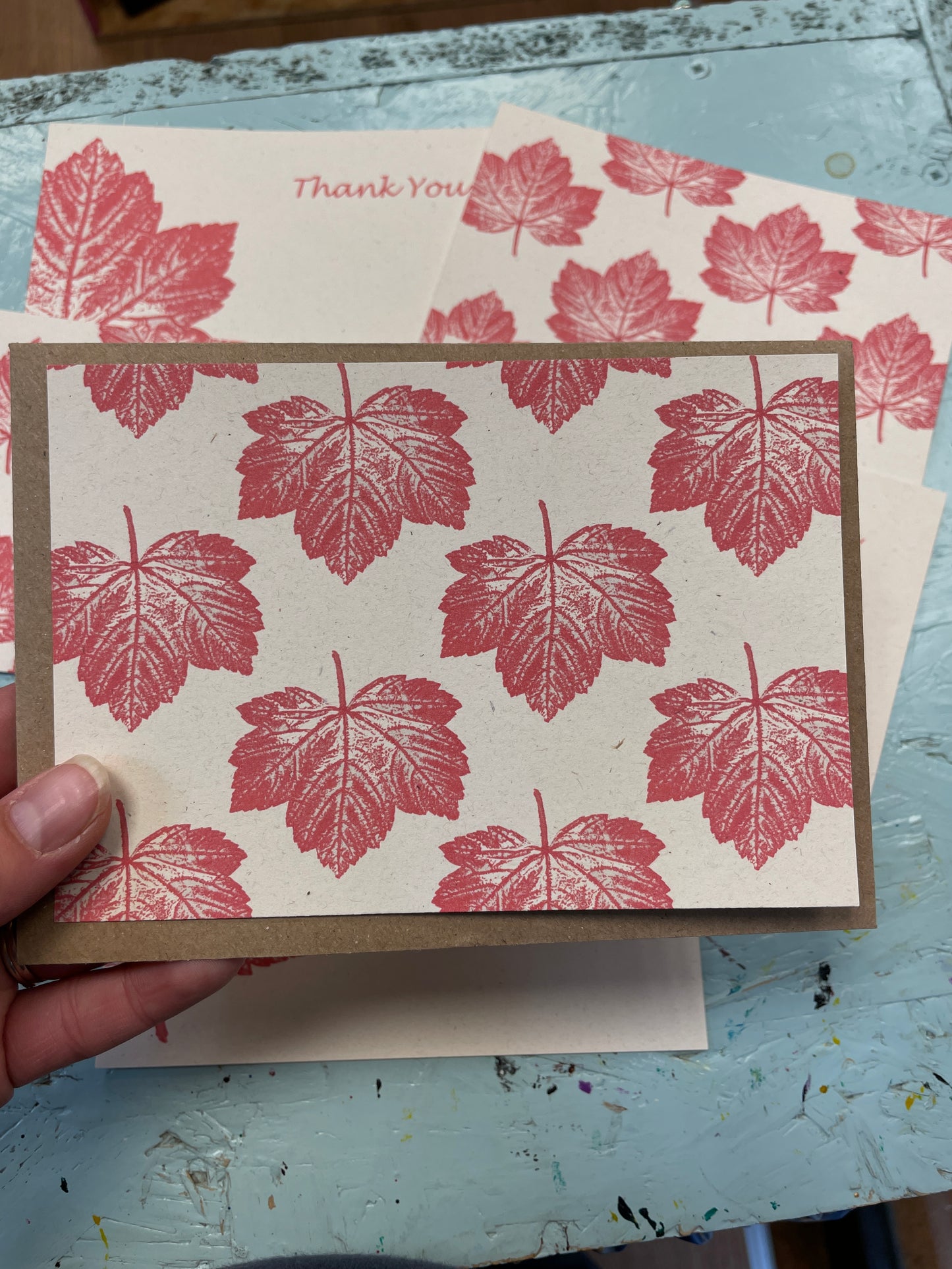 Great Maple notecards, notelets, mono print design postcards, A6 cards with envelopes