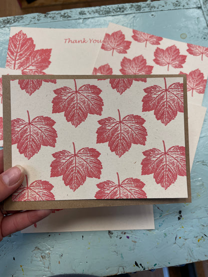 Great Maple notecards, notelets, mono print design postcards, A6 cards with envelopes